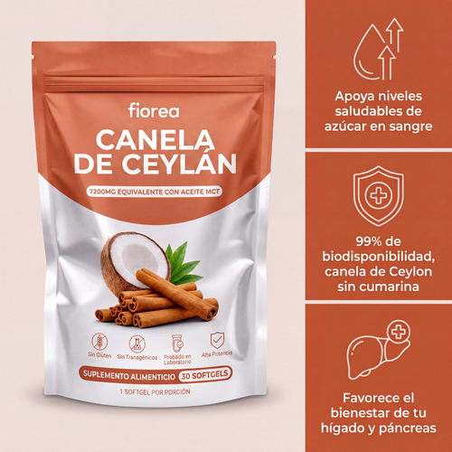 Canela de Ceylán 7200mg con aceite MCT