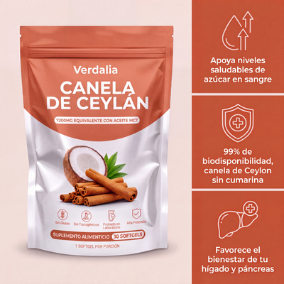 Canela de Ceylán 7200mg con aceite MCT